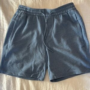 Lululemon Men's Blue Textured Shorts in washed denim color in Medium